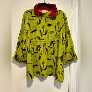 Moonlight Sz:L Lime Abstract painterly Brushstroke Crinkled Boxy Top jacket